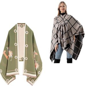 1223 Scarf For Women Pashmina Shawl Wrap & Soft Open/cross Front Poncho